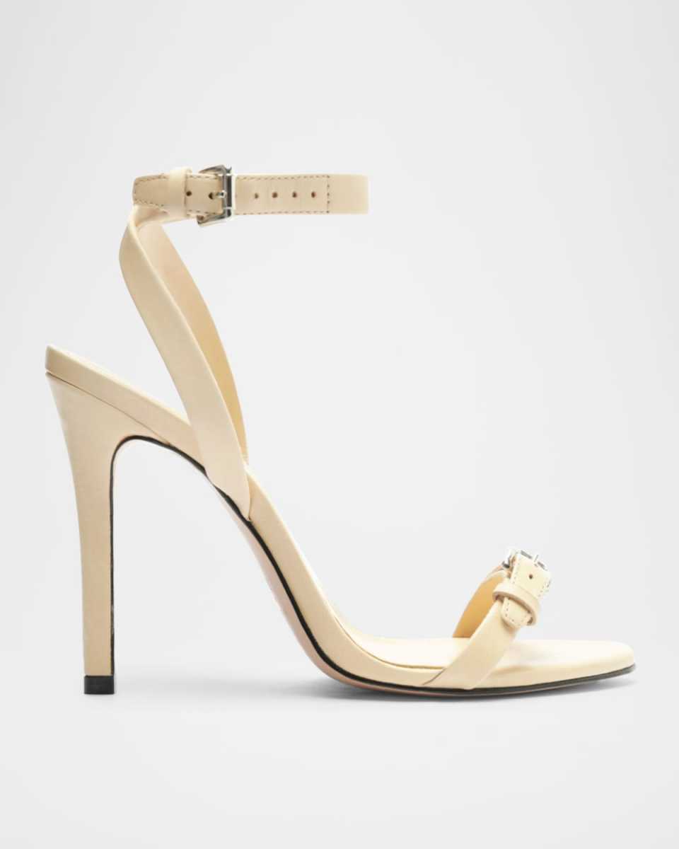Leather Buckle Ankle-Strap Sandals